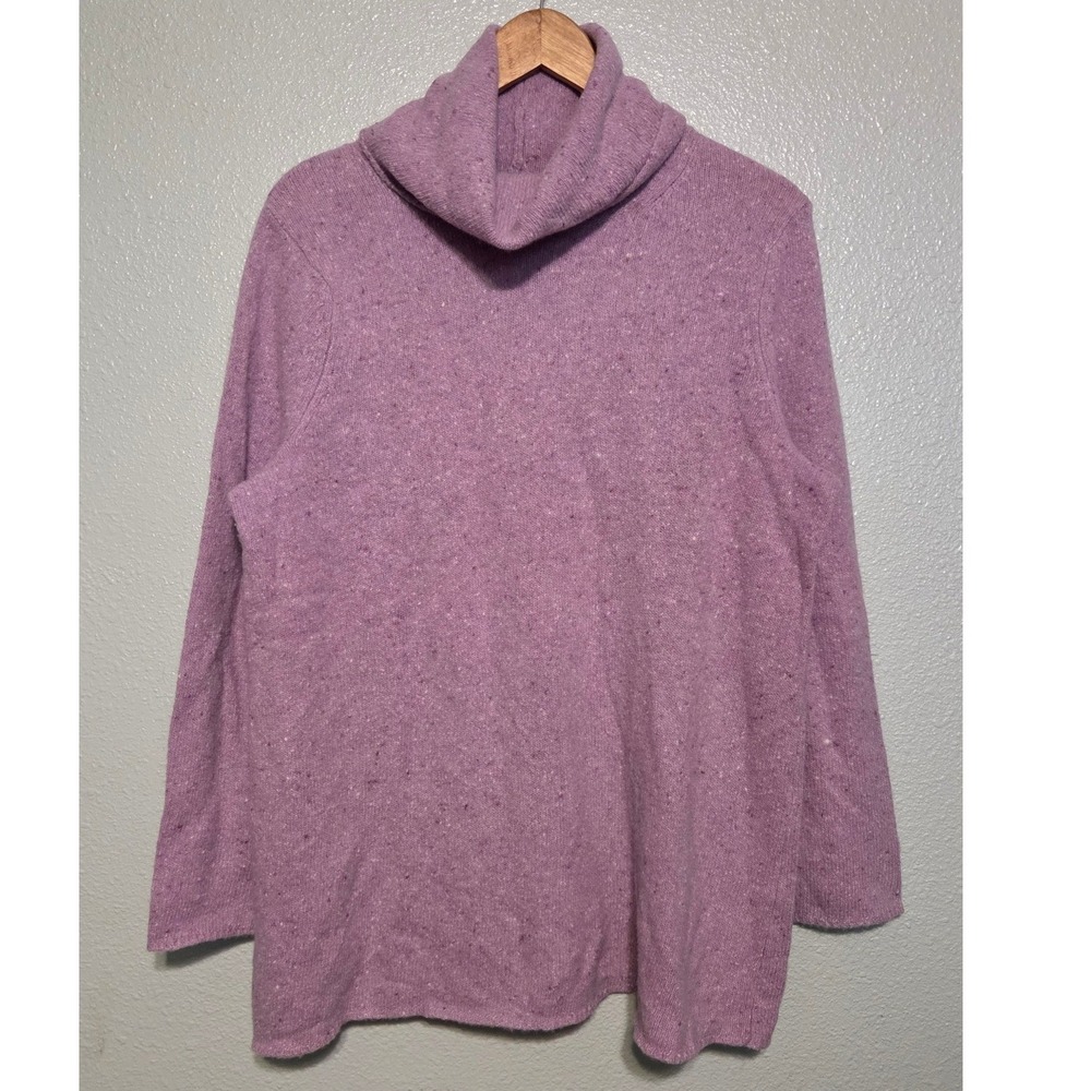 J Jill Wool Cashmere Cowl Neck Sweater Tunic 1X Lavender Speckled Lagenlook